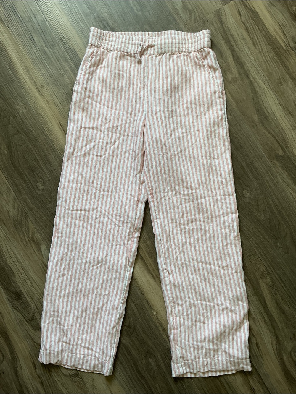 abercrombie kids Pink & White Striped Pull-On Pants